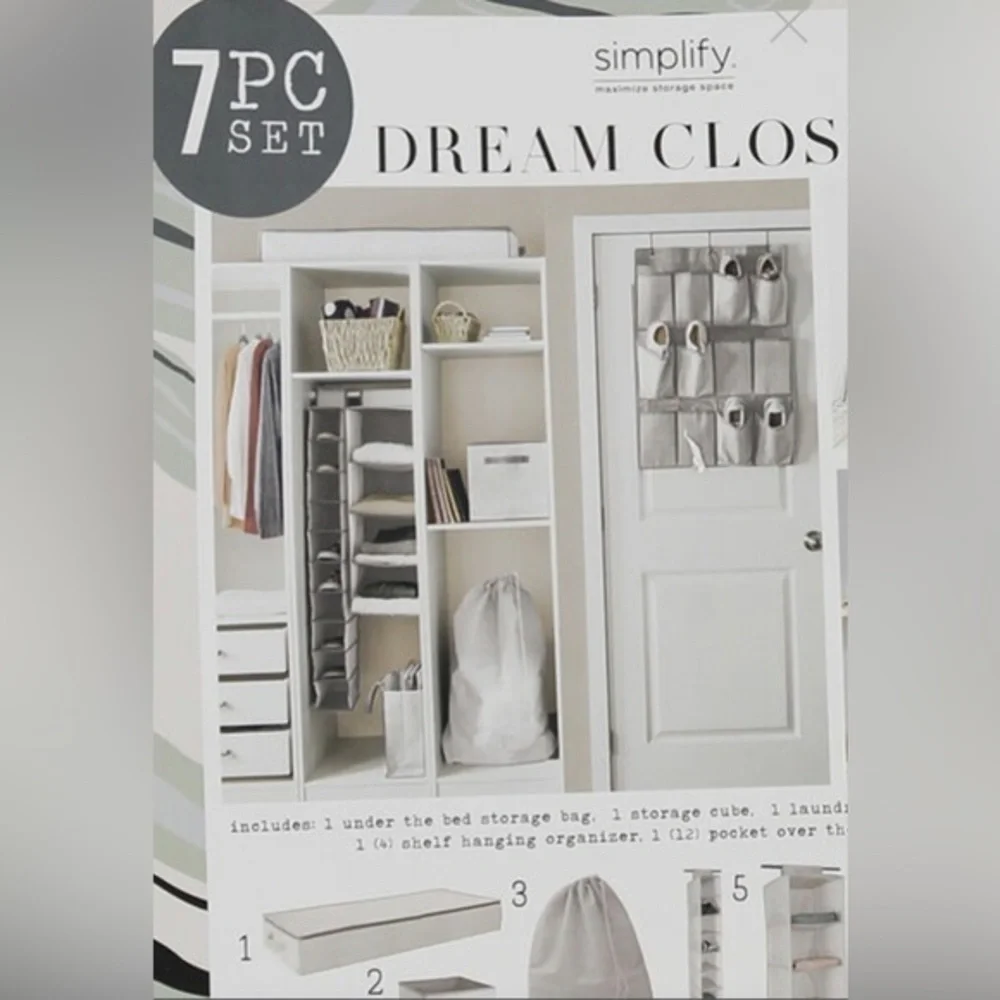 7 Piece gray fabric Dream Closet in a‎ bag organizer Set new